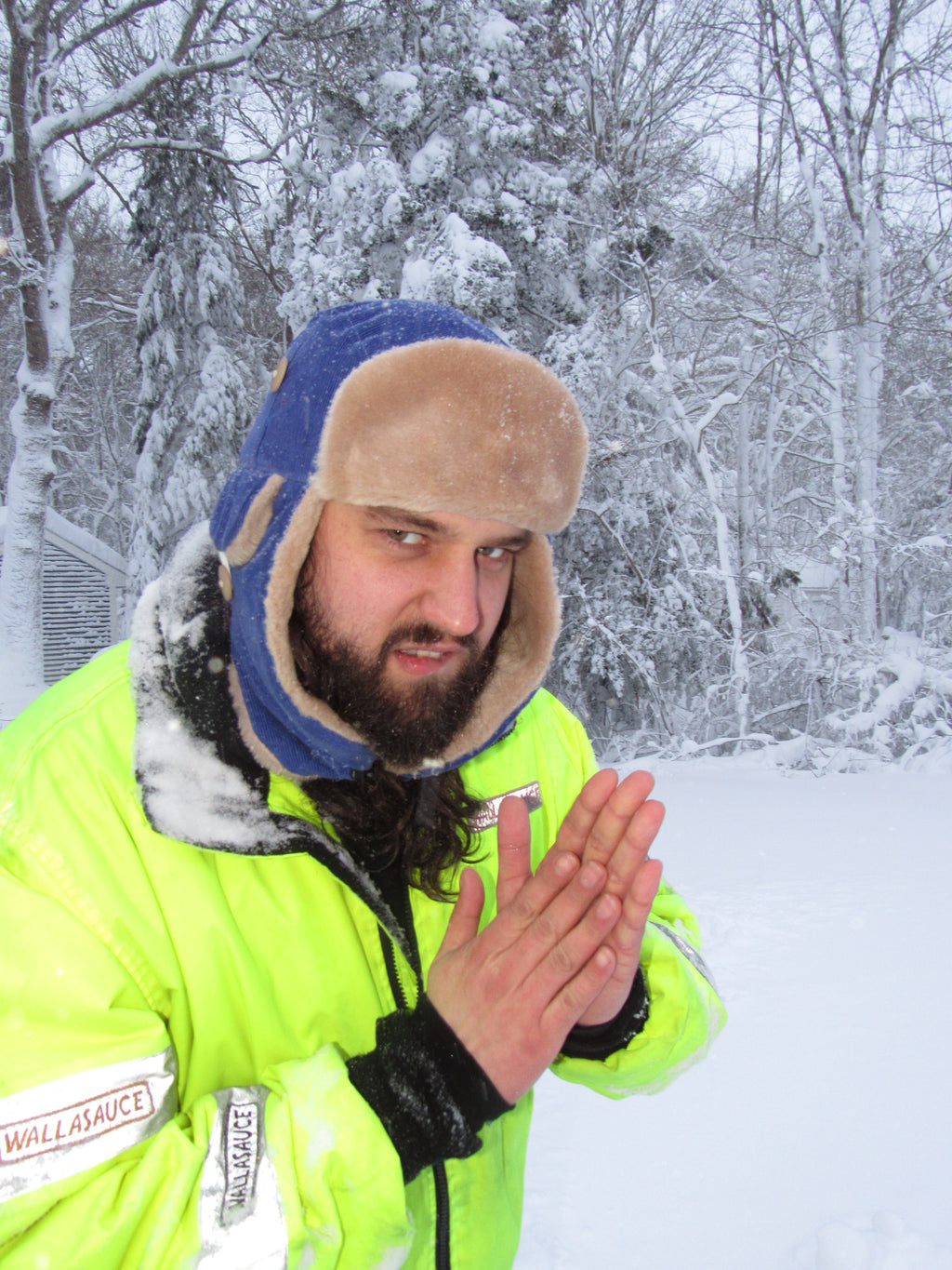 blue corduroy scrapper hat