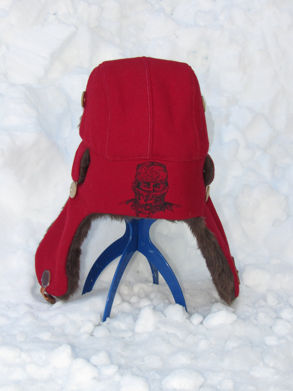 red wool scrapper hat