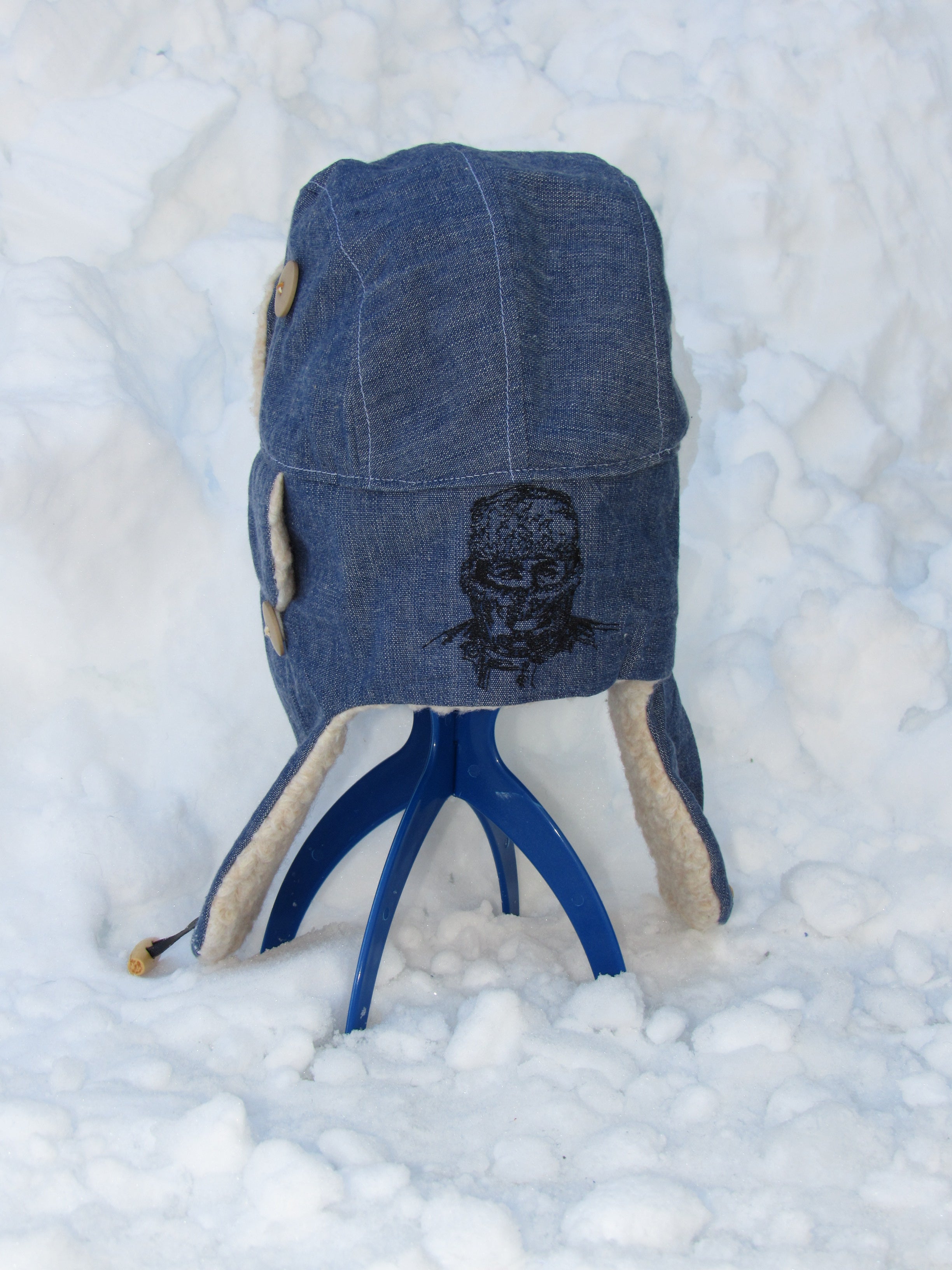 blue linen scrapper hat