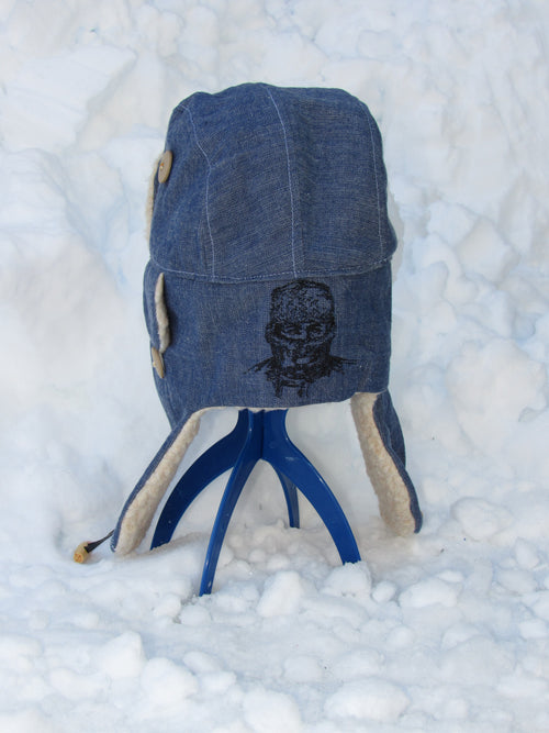 blue linen scrapper hat