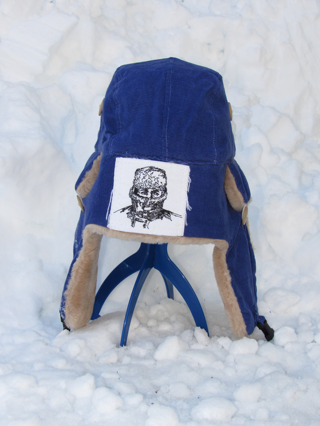 blue corduroy scrapper hat