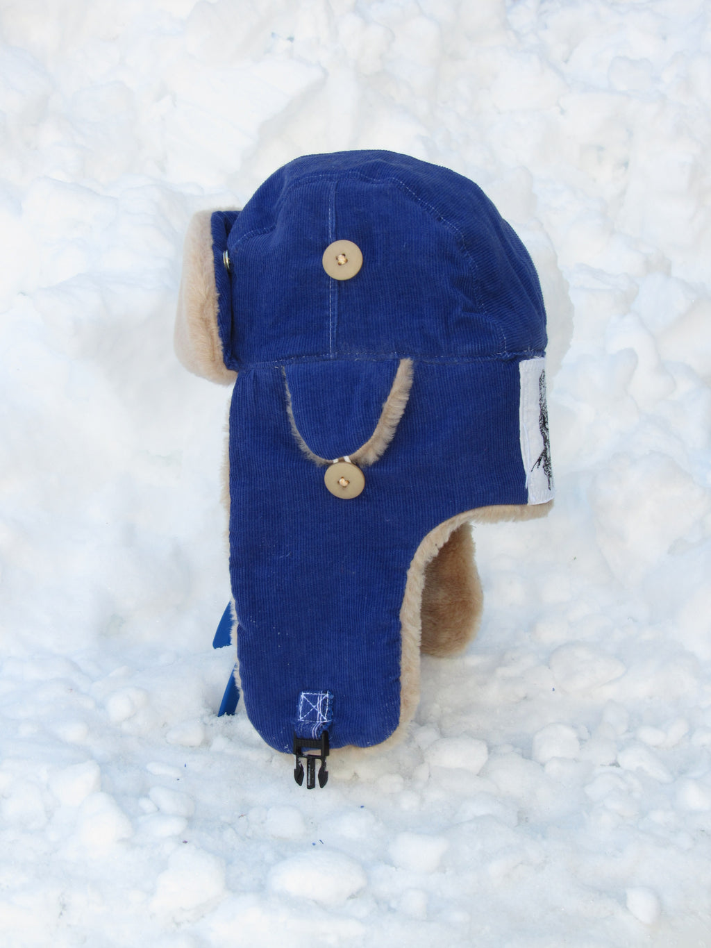 blue corduroy scrapper hat