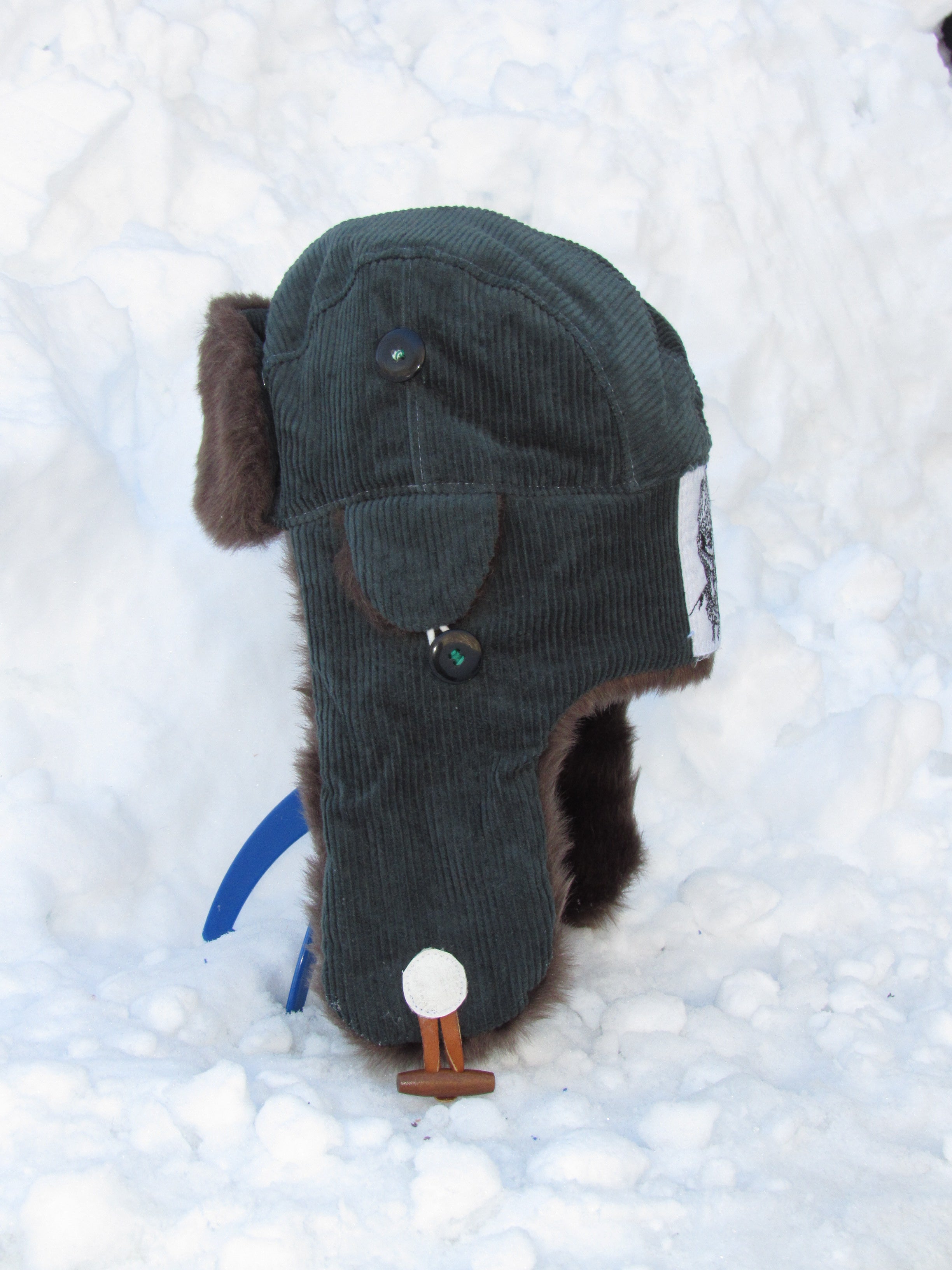 green corduroy scrapper hat