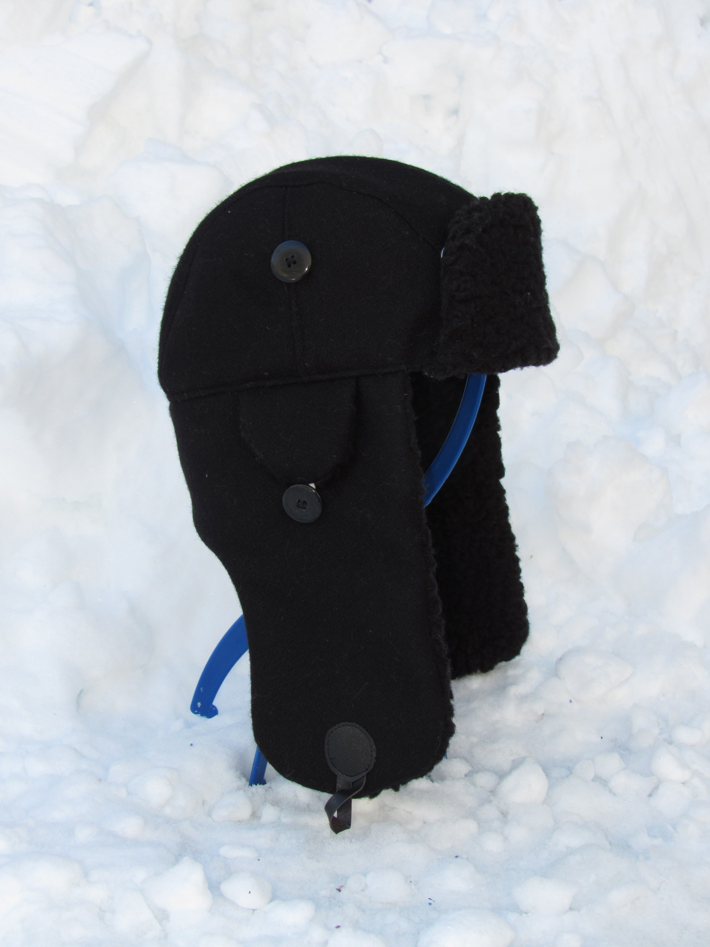 black wool scrapper hat