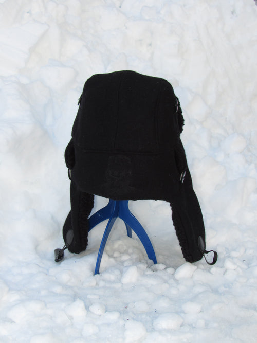 black wool scrapper hat