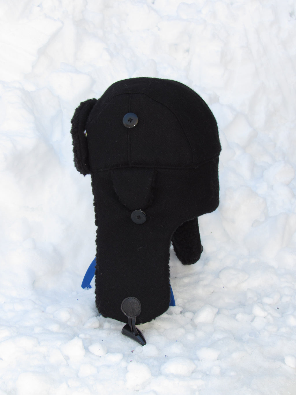 black wool scrapper hat